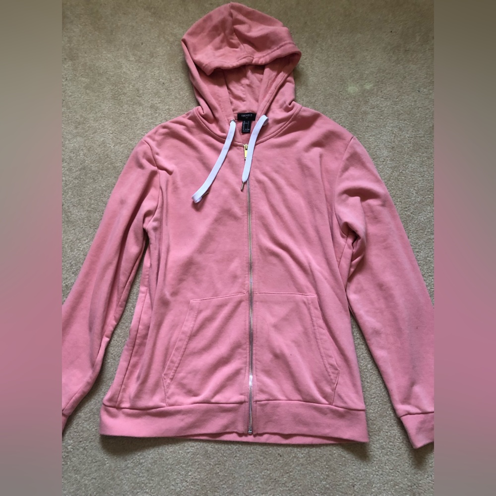 Salmon pink men’s large zip up hoodie